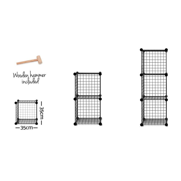 16 Cube Metal Wire Storage Cabinet - Black