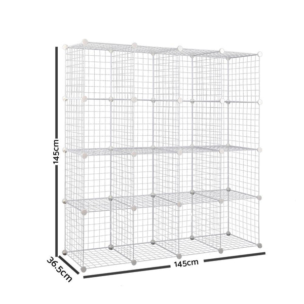 16 Cube Metal Wire Storage Cabinet - Black