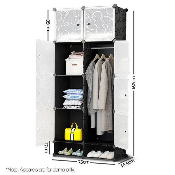 10 Cube Diy Storage Cabinet Wardrobe - Black - Home & Garden Diy