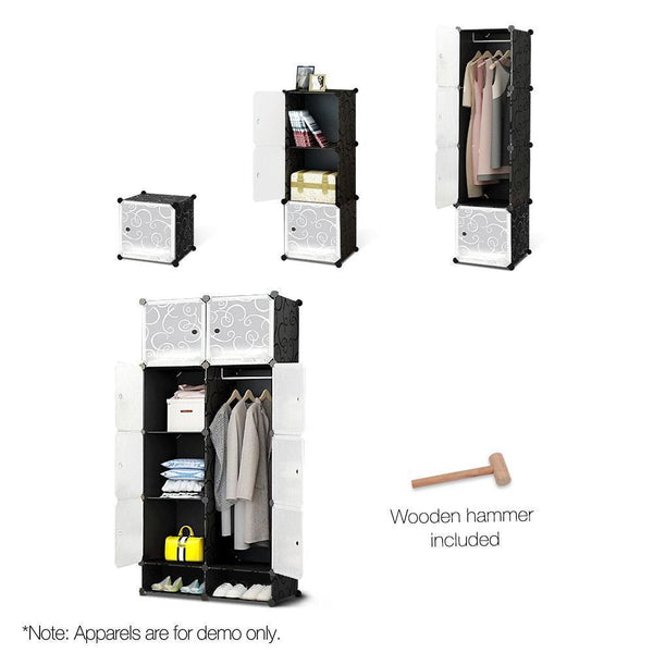 10 Cube Diy Storage Cabinet Wardrobe - Black - Home & Garden Diy