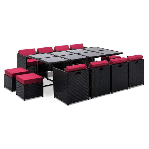 13 Piece Wicker Rhattan Outdoor Furniture Dining Table Set - Furniture Dining