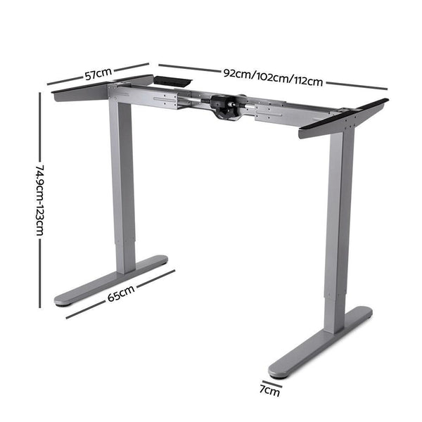 140cm Motorised Electrical Adjustable Frame Standing Desk - White Grey