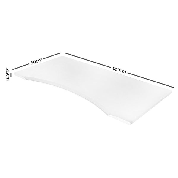 140cm Curved Adjustable Desk - White
