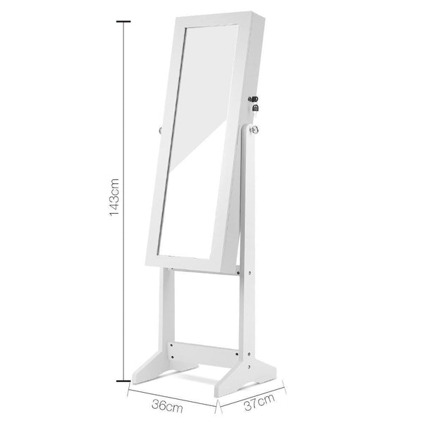 110Cm Mirrow With Cabinet - White - Furniture Jewellery Cabinets