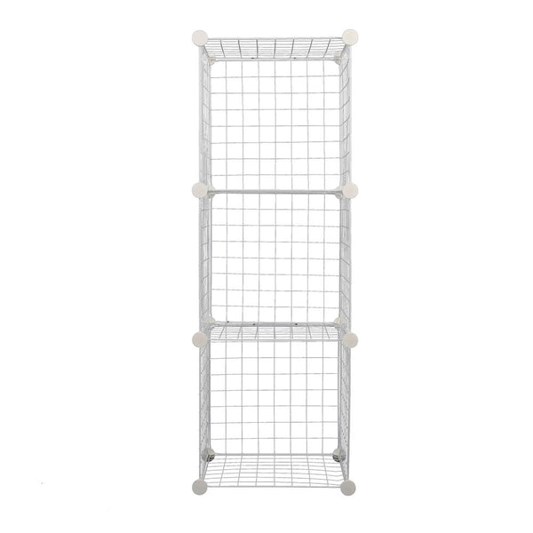 12 Cube Metal Wire Storage Cabinet - White