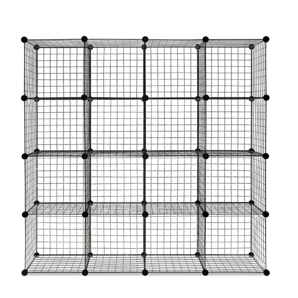 16 Cube Metal Wire Storage Cabinet - Black