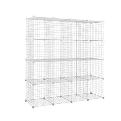 16 Cube Metal Wire Storage Cabinet - Black