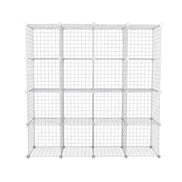 16 Cube Metal Wire Storage Cabinet - Black