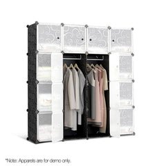 16 Stackable Cube Storage Cabinet - Black & White