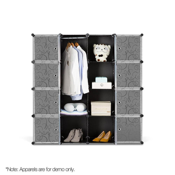 16 Stackable Cube Storage Cabinet - Black & White - Home & Garden Storage