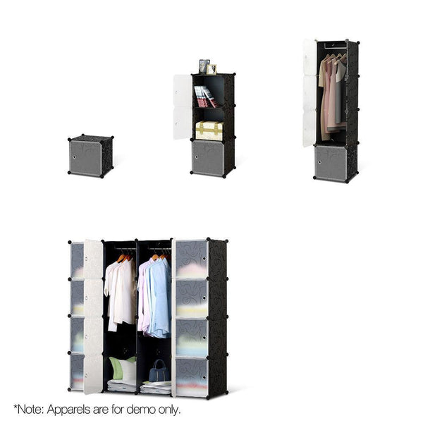 16 Stackable Cube Storage Cabinet - Black & White - Home & Garden Storage