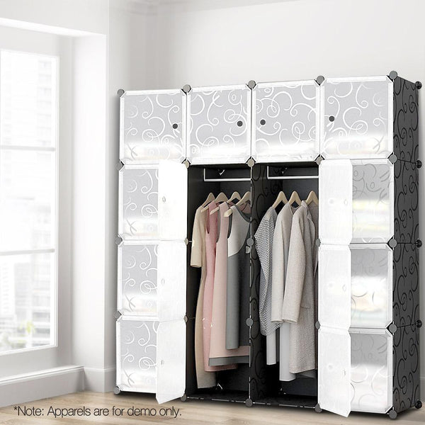 16 Stackable Cube Storage Cabinet - Black & White - Home & Garden Storage