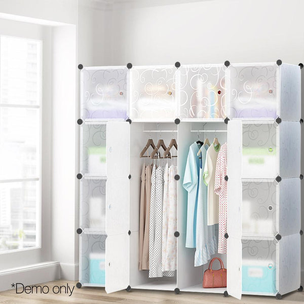 16 Cube Portable Storage Cabinet Wardrobe - White