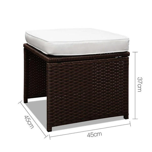 11 Piece Pe Wicker Outdoor Rattan Dining Set - Brown - Furniture Dining