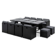 13 Piece Wicker Rhattan Outdoor Furniture Dining Table Set