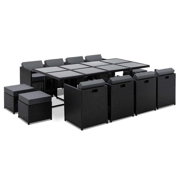 13 Piece Wicker Rhattan Outdoor Furniture Dining Table Set - Furniture Dining