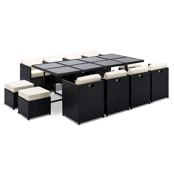 13 Piece Wicker Rhattan Outdoor Furniture Dining Table Set - Furniture Dining