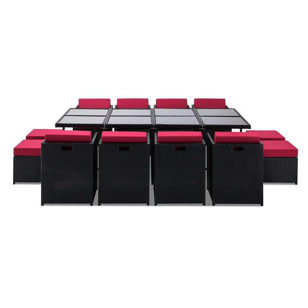 13 Piece Wicker Rhattan Outdoor Furniture Dining Table Set - Furniture Dining