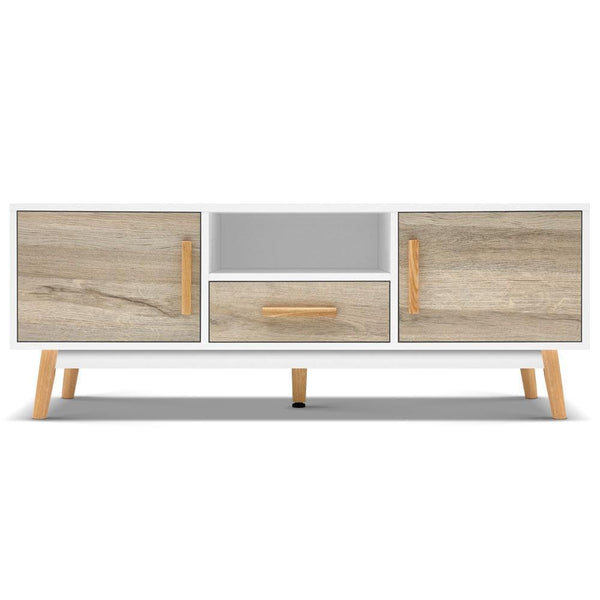 120cm Wooden Entertainment Unit - White & Wood