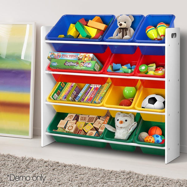 12 Bin Toy Organiser Storage Rack - Furniture Living Room