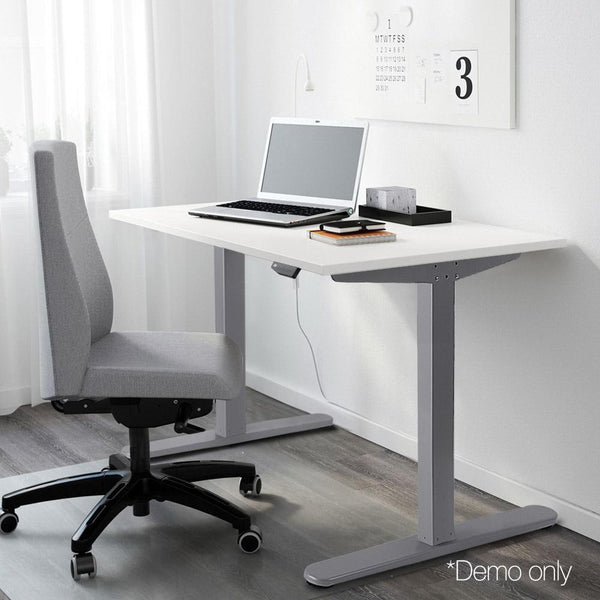 100cm Motorised Electrical Adjustable Frame Standing Desk - White Grey