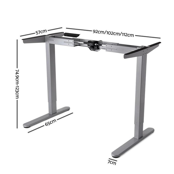 100cm Motorised Electrical Adjustable Frame Standing Desk - White Grey