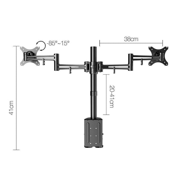 2 Arm Adjustable Screen Holder - Black - Furniture Office