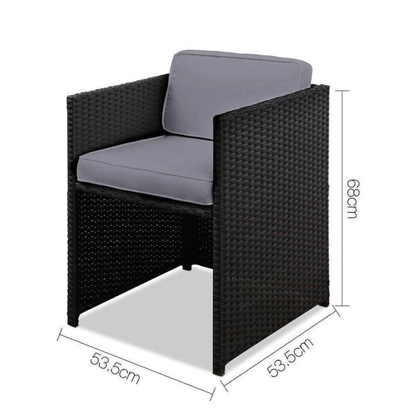 11 Piece Pe Wicker Outdoor Rattan Dining Set - Black - Furniture Outdoor