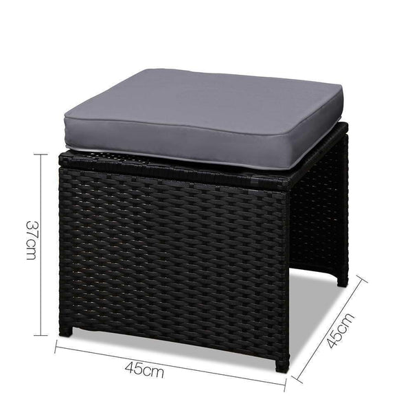 11 Piece Pe Wicker Outdoor Rattan Dining Set - Black - Furniture Outdoor