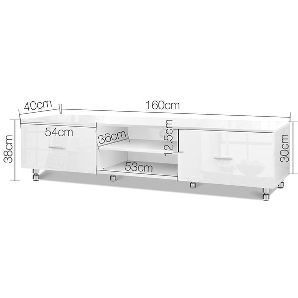 160 Cm Adjustable High Gloss Tv Unit - Furniture Living Room